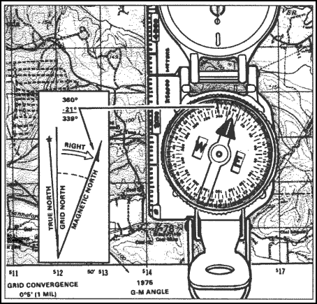 Figure 11-2. Topographic Map oriented with 21 degrees east declination.