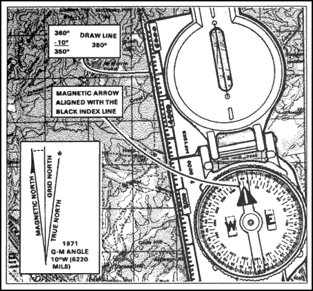 Figure 11-4. Topographic Map oriented with 10 degrees west declination.